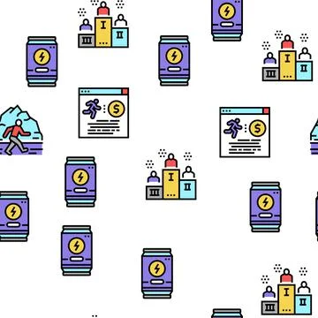 Running Athletic Sport Vector Seamless Pattern Stock Illustration