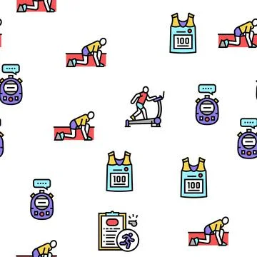 Running Athletic Sport Vector Seamless Pattern Stock Illustration