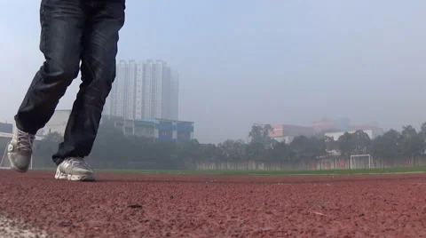 Running on the athletic track Stock Footage 45053584