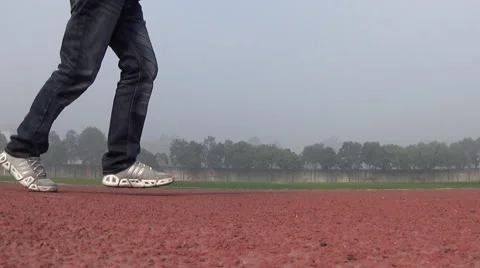 Running on the athletic track Stock Footage 45053865