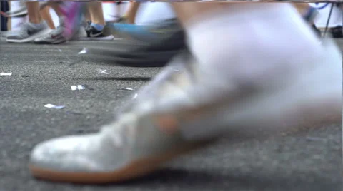 Running athlets on a marathon Stock Footage 68101539