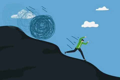 Running away from problems, fear of facing problems, lack of self confidenc.. 스톡 일러스트