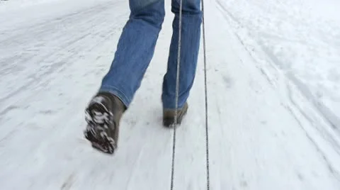 Running away in snow Video stock 21264424