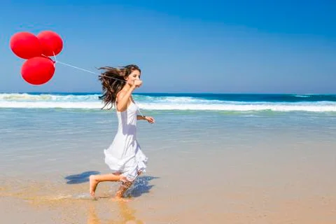 Running with ballons Stock Photos