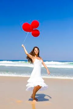 Running with ballons Stock Photos