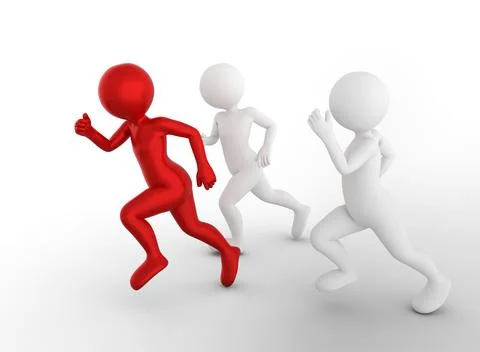 Running to be the first and win. Toon men compete, conceptual Stock Illustration