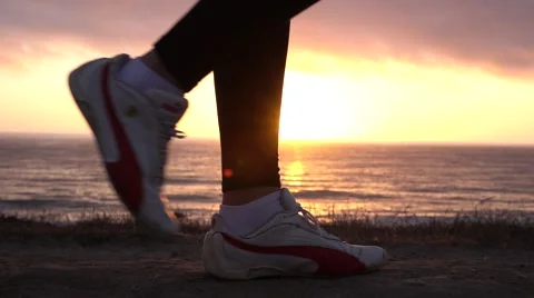 Running on the Beach Stock Footage 54228428