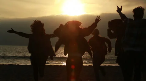 Running On Beach At Sunset Stock Footage 36807128