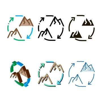 Running between hills of al-safa and al marva icon vector outline designs Stock Illustration