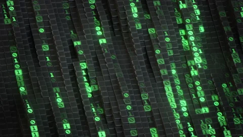 Running binary code 3D render seamless loop animation Video stock 321310385