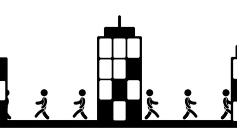 Running from the Building Stock Footage 335672336