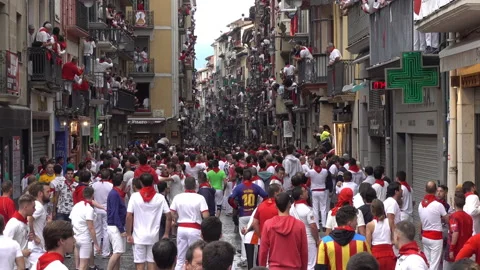 The Running of the Bulls in Spain Stock Footage