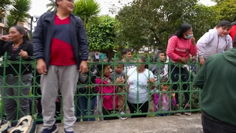 Running of the bulls through the streets. Toros de Pillaro Ecuador 2023_13.mov Stock-Footage 335814628