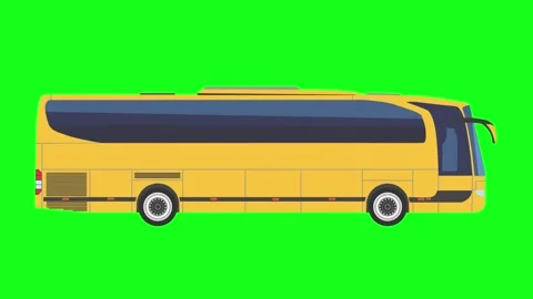 Running bus animation, flat cartoon on green screen, looping Stock Footage 261067075