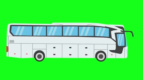 Running bus animation, flat cartoon on green screen Stock Footage 261067088