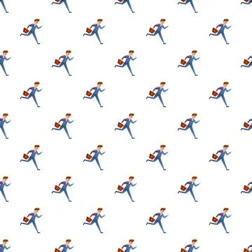 Running businessman seamless pattern representing haste and career Stock Illustration
