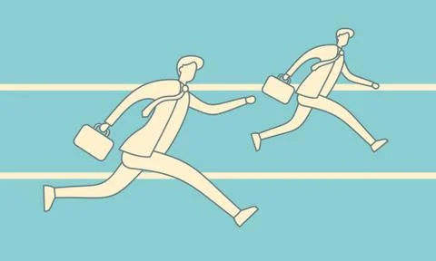 Running businessmen flat vector illustration Stock Illustration
