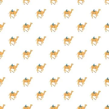 Running camels pattern seamless desert animal background Stock Illustration