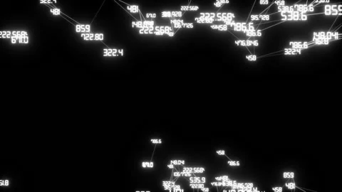 Running on camera numbers.Digital Data Points Network Loop.dark background Stock Footage 100187476