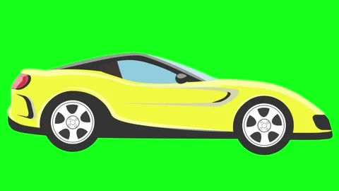 Running car animation on green background, flat cartoon graphic style Stock Footage 260627211