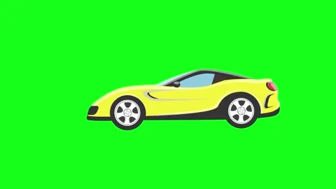 Running car animation on green background, flat cartoon graphic style Video stock 260627223