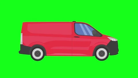 Running car animation on green background, flat cartoon graphic looping Stock Footage 260762086