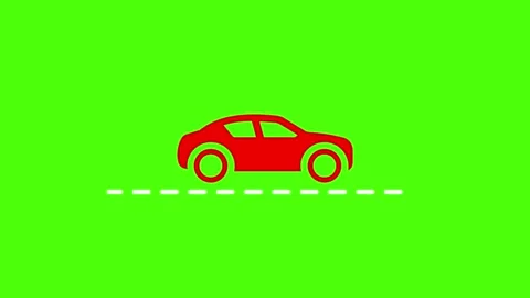 Running car animation on green screen chroma key, seamless loop, flat desig.. 스톡 동영상 304190019
