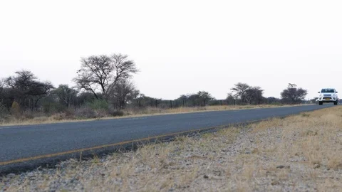 Running car on Namibia streets, Africat, Africa in 4K Stock Footage 90781834