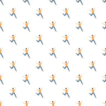 Running cartoon man seamless pattern concept Illustrazione stock