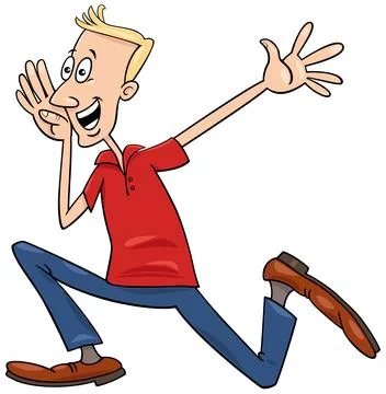 Running cartoon young man comic character 스톡 일러스트