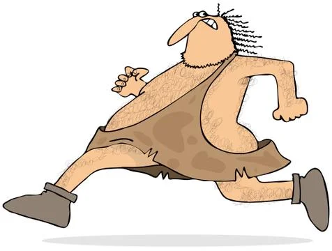 Running caveman Stock Illustration
