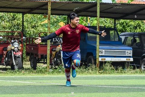 Running celebration 스톡 사진