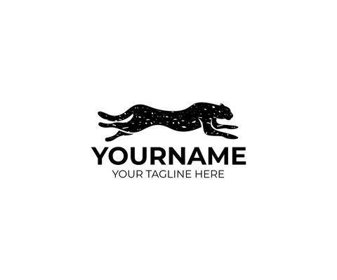 Running cheetah logo design Stock Illustration