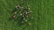 Running Children Aerial View Stock Footage