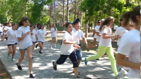 Running Children Stock Footage 34527765