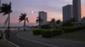 Running in Cinta Costera park at dusk in Panama 4k or 4k+ Resolution
