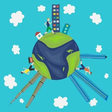 Running in cities Stock Illustration