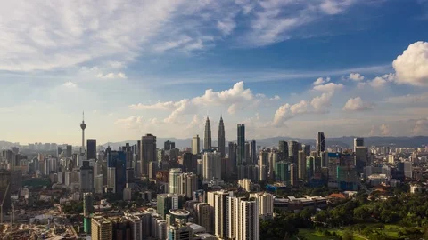 Running Cloud over the city Stock Footage 121861671
