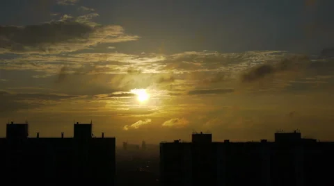 Running Clouds At Golden Down Stock Footage 62740255
