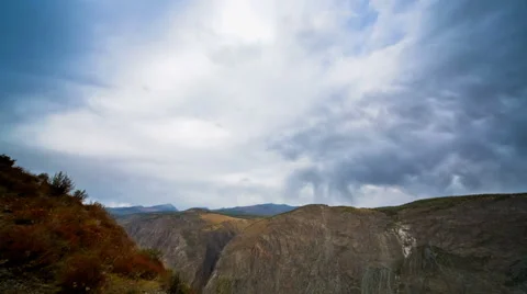 Running Clouds With Mountain and Trees Stock Footage 49410594
