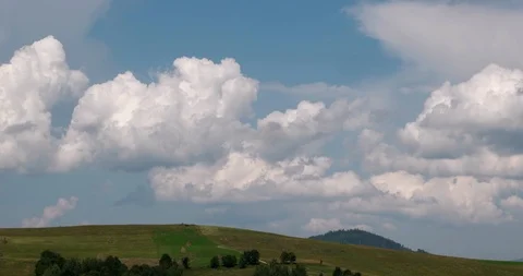 Running Clouds With Mountain Range and Trees Timelapse. Carpathian Mountains Stock Footage 88131272
