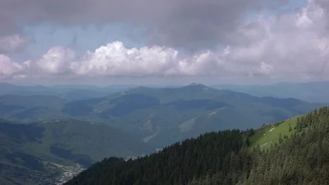 Running Clouds With Mountain Range and Trees Timelapse. Carpathian Mountains Stock-Footage 88855795