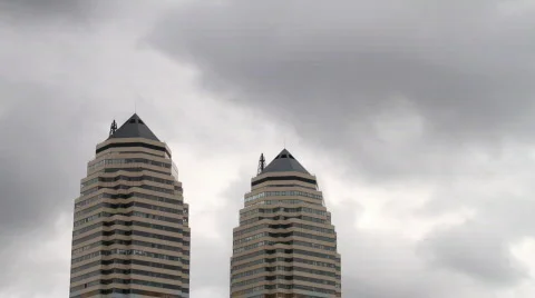 Running clouds over skyscrapers. Stock Footage 568855