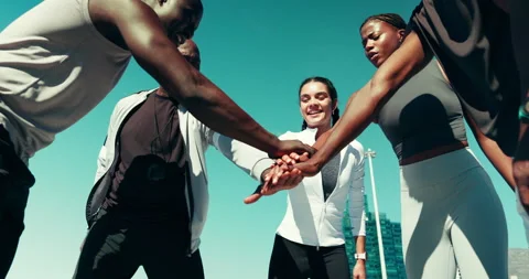 Running, coach and circle of people in city for exercise, marathon training and Video stock 311150587