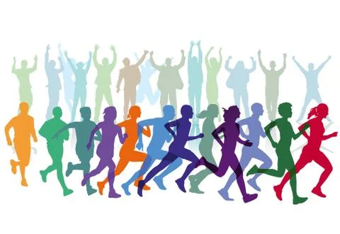 Running competition with spectators Stock Illustration