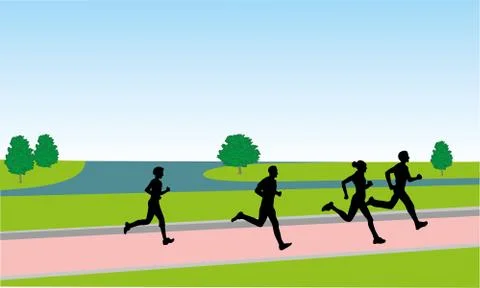 RUNNING IN THE COUNTRY Stock Illustration
