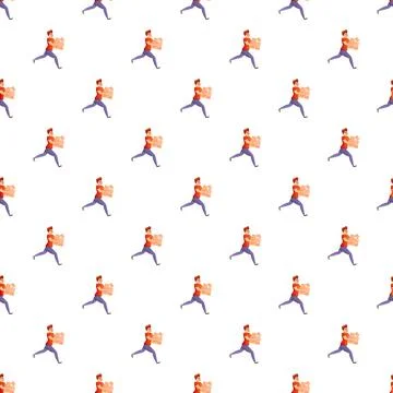 Running courier delivering packages seamless pattern background Stock Illustration