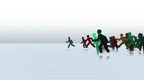 Running crowd on blue Vidéo 7728140