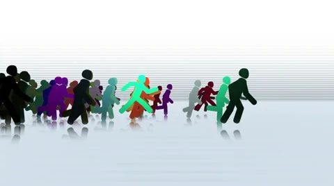 Running crowd on blue Vidéo 7731480