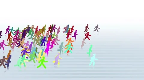 Running crowd on blue Stock Footage 7731482